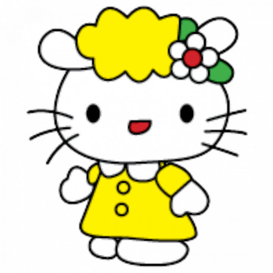 Set 4 bucati, Sticker decorativ, Hello Kitty fericita, Rezistent la apa, NO9628, 10 cm, Multicolor