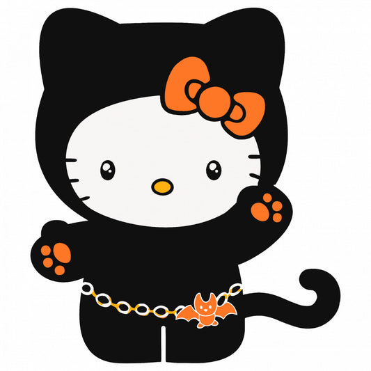 Set 4 bucati, Sticker decorativ, Hello Kitty happy Halloween, Rezistent la apa, NO9633, 10 cm, Multicolor