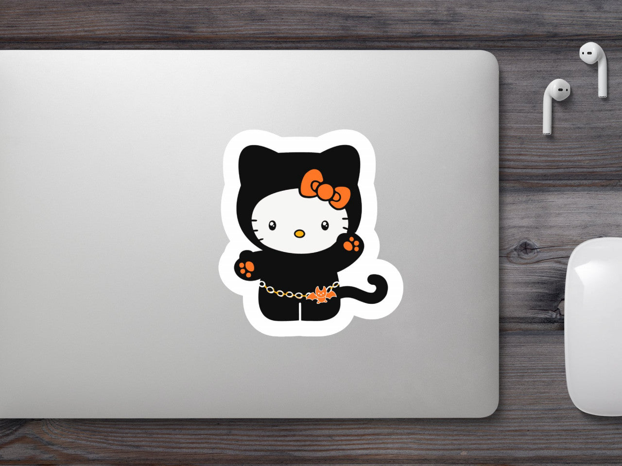 Set 4 bucati, Sticker decorativ, Hello Kitty happy Halloween, Rezistent la apa, NO9633, 10 cm, Multicolor