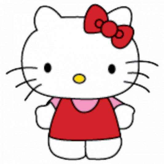 Set 4 bucati, Sticker decorativ, Hello Kitty imbracata dragut, Rezistent la apa, NO9635, 10 cm, Multicolor
