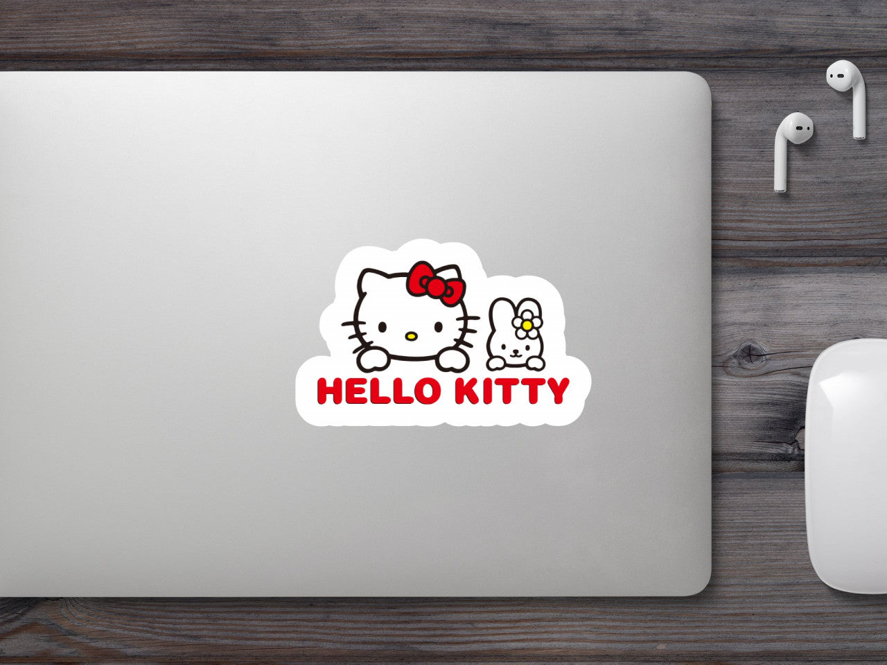 Set 4 bucati, Sticker decorativ, Hello Kitty logo, Rezistent la apa, NO9639, 10 cm, Multicolor