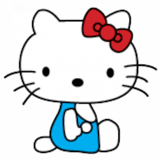 Set 4 bucati, Sticker decorativ, Hello Kitty mirata, Rezistent la apa, NO9641, 10 cm, Multicolor