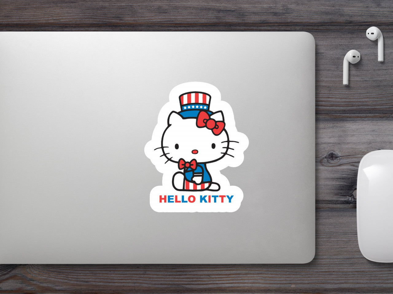 Set 4 bucati, Sticker decorativ, Hello kitty Presedintele Americii, Rezistent la apa, NO9644, 10 cm, Multicolor