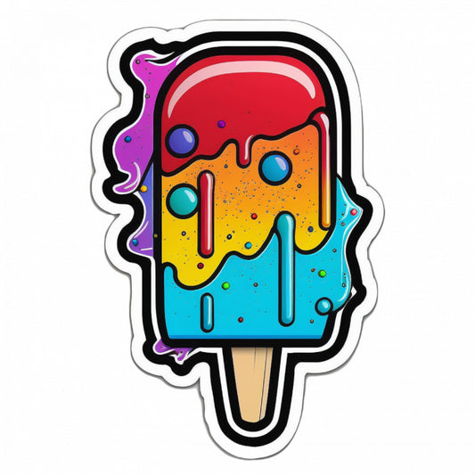 Set 4 bucati, Sticker decorativ, Inghetata din suc, Rezistent la apa, NO9758, 10 cm, Multicolor