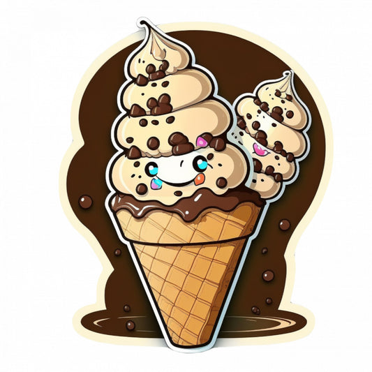 Set 4 bucati, Sticker decorativ, Inghetate in con de napolitana, Rezistent la apa, NO9760, 10 cm, Multicolor