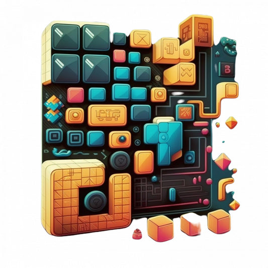 Set 4 bucati, Sticker decorativ, Joc puzzle cu cuburi colorate, Rezistent la apa, NO9803, 10 cm, Multicolor