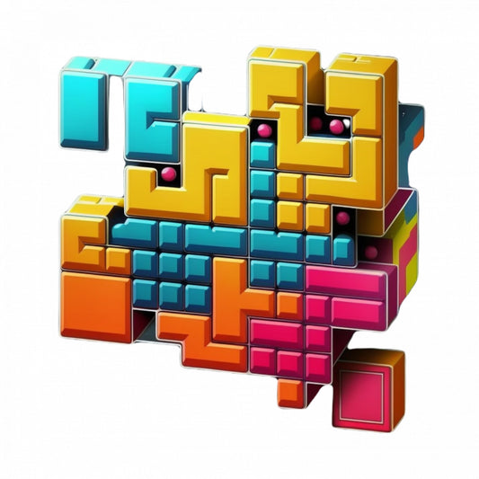 Set 4 bucati, Sticker decorativ, Joc Tetris 3d, Rezistent la apa, NO9804, 10 cm, Multicolor