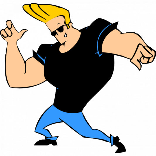Set 4 bucati, Sticker decorativ, Johnny Bravo dansator, Rezistent la apa, NO9807, 10 cm, Multicolor