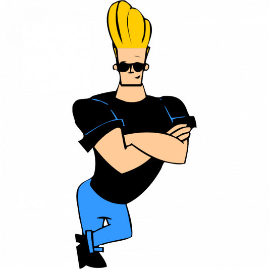 Set 4 bucati, Sticker decorativ, Johnny Bravo plictisit, Rezistent la apa, NO9810, 10 cm, Multicolor