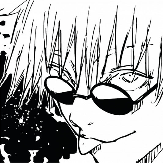 Set 4 bucati, Sticker decorativ, Jujutsu Kaisen Satoru Gojo cu ochelari, Rezistent la apa, NO9825, 10 cm, Multicolor