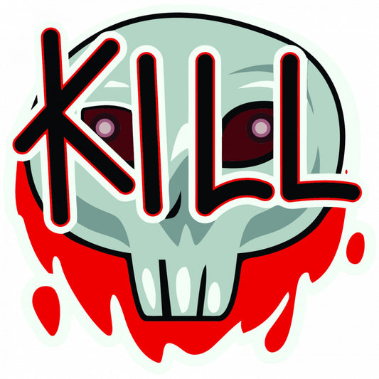 Set 4 bucati, Sticker decorativ, Kill, Rezistent la apa, NO9841, 10 cm, Multicolor