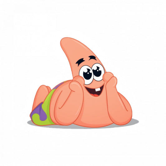 Set 4 bucati, Sticker decorativ, Lenesul Patrick Star Meme, Rezistent la apa, NO9884, 10 cm, Multicolor