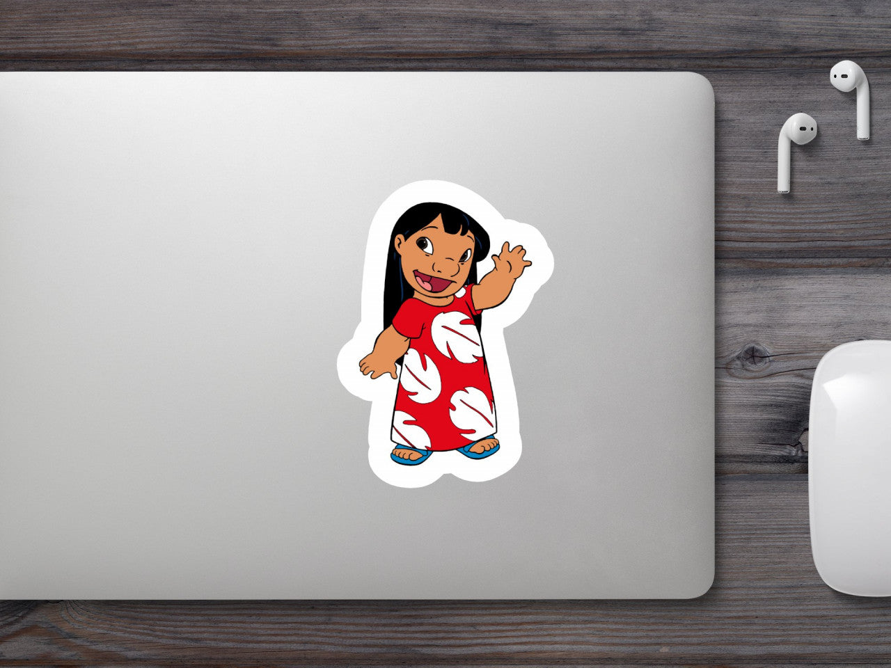 Set 4 bucati, Sticker decorativ, Lilo Pelekai face cu mana, Rezistent la apa, NO9896, 10 cm, Multicolor
