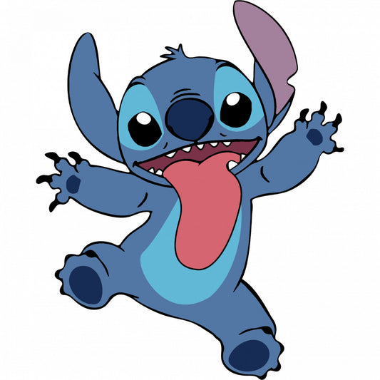 Set 4 bucati, Sticker decorativ, Lilo si Stitch cu limba scoasa, Rezistent la apa, NO9899, 10 cm, Multicolor