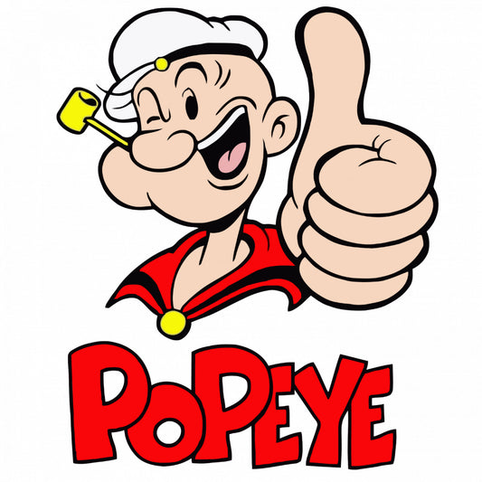 Set 4 bucati, Sticker decorativ, Logo Popeye the Sailor Man, Rezistent la apa, NO9919, 10 cm, Multicolor