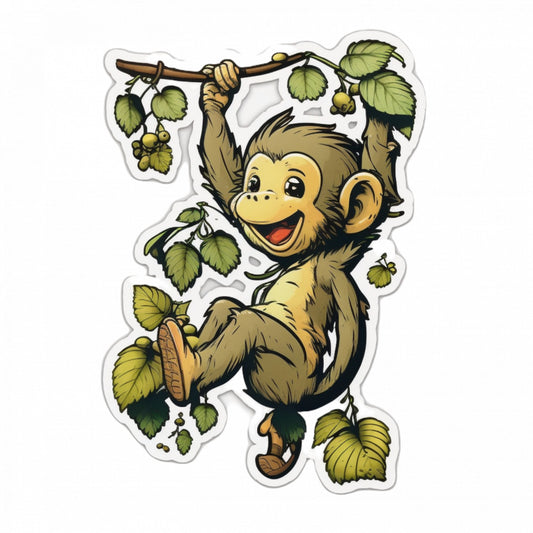 Set 4 bucati, Sticker decorativ, Maimutica in copac, Rezistent la apa, NO9962, 10 cm, Multicolor