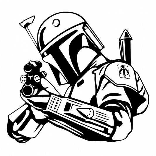 Set 4 bucati, Sticker decorativ, Mandalorian Star wars Boba Fett, Rezistent la apa, NO9965, 10 cm, Multicolor