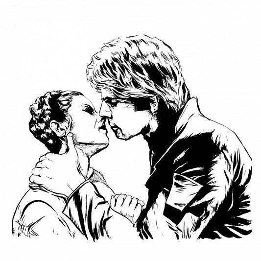 Set 4 bucati, Sticker decorativ, Mandalorian Star wars Han si Leia se saruta, Rezistent la apa, NO9966, 10 cm, Multicolor