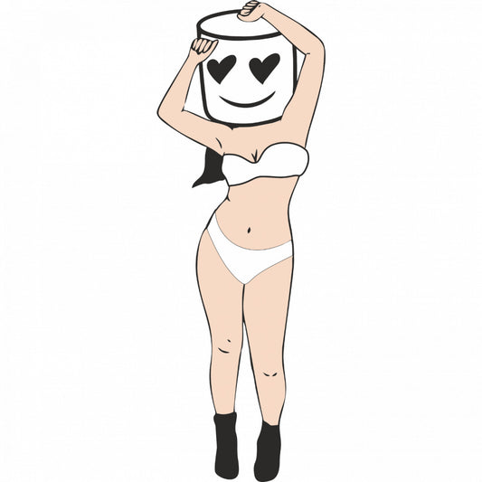 Set 4 bucati, Sticker decorativ, Marshmello in costum de baie, Rezistent la apa, NO9991, 10 cm, Multicolor