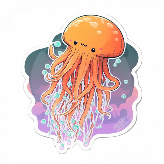 Set 4 bucati, Sticker decorativ, Meduza, Rezistent la apa, NO10020, 10 cm, Multicolor