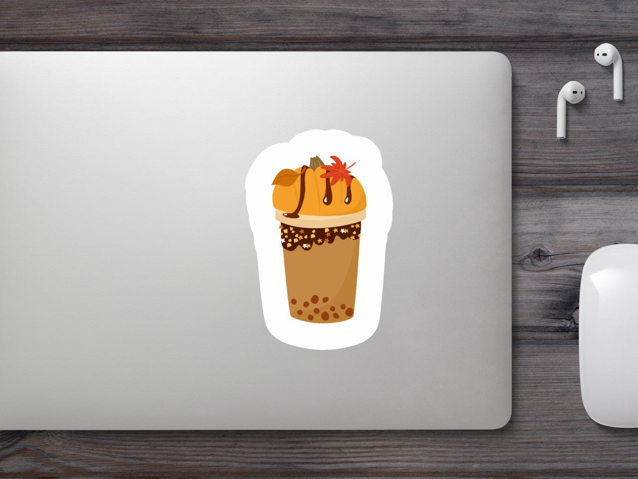 Set 4 bucati, Sticker decorativ, Milkshake cu caramel, Rezistent la apa, NO8129, 10 cm, Multicolor