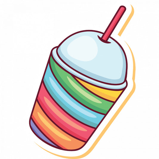 Set 4 bucati, Sticker decorativ, Milkshake curcubeu, Rezistent la apa, NO8134, 10 cm, Multicolor