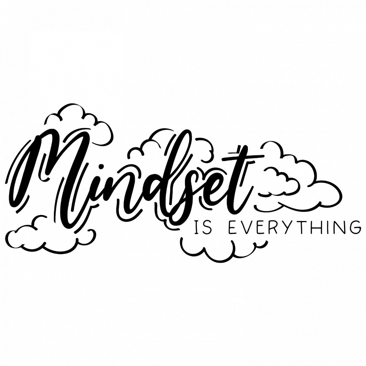 Set 4 bucati, Sticker decorativ, Mindset is everything, Rezistent la apa, NO8135, 10 cm, Multicolor