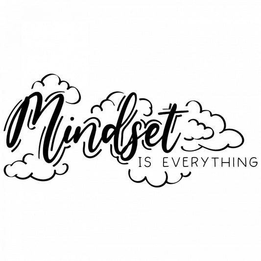 Set 4 bucati, Sticker decorativ, Mindset is everything, Rezistent la apa, NO8135, 10 cm, Multicolor