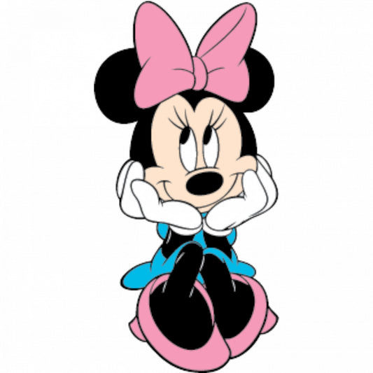 Set 4 bucati, Sticker decorativ, Minnie se gandeste la viitor, Rezistent la apa, NO8155, 10 cm, Multicolor