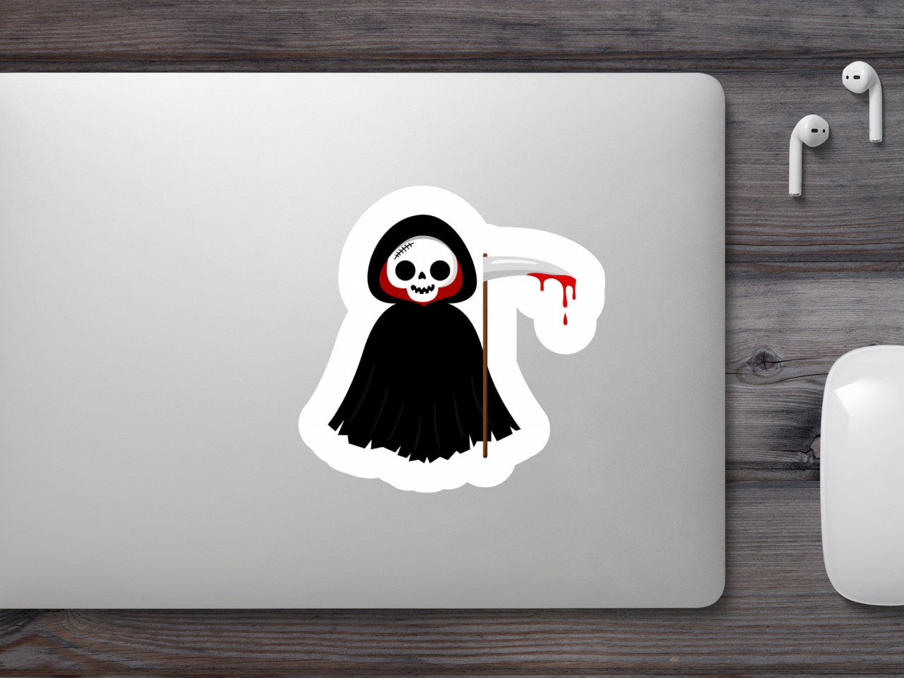 Set 4 bucati, Sticker decorativ, Moartea Costum Halloween, Rezistent la apa, NO8174, 10 cm, Multicolor