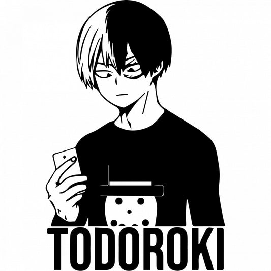 Set 4 bucati, Sticker decorativ, My Hero Academia Shoto Todoroki cu carte in mana, Rezistent la apa, NO8217, 10 cm, Multicolor