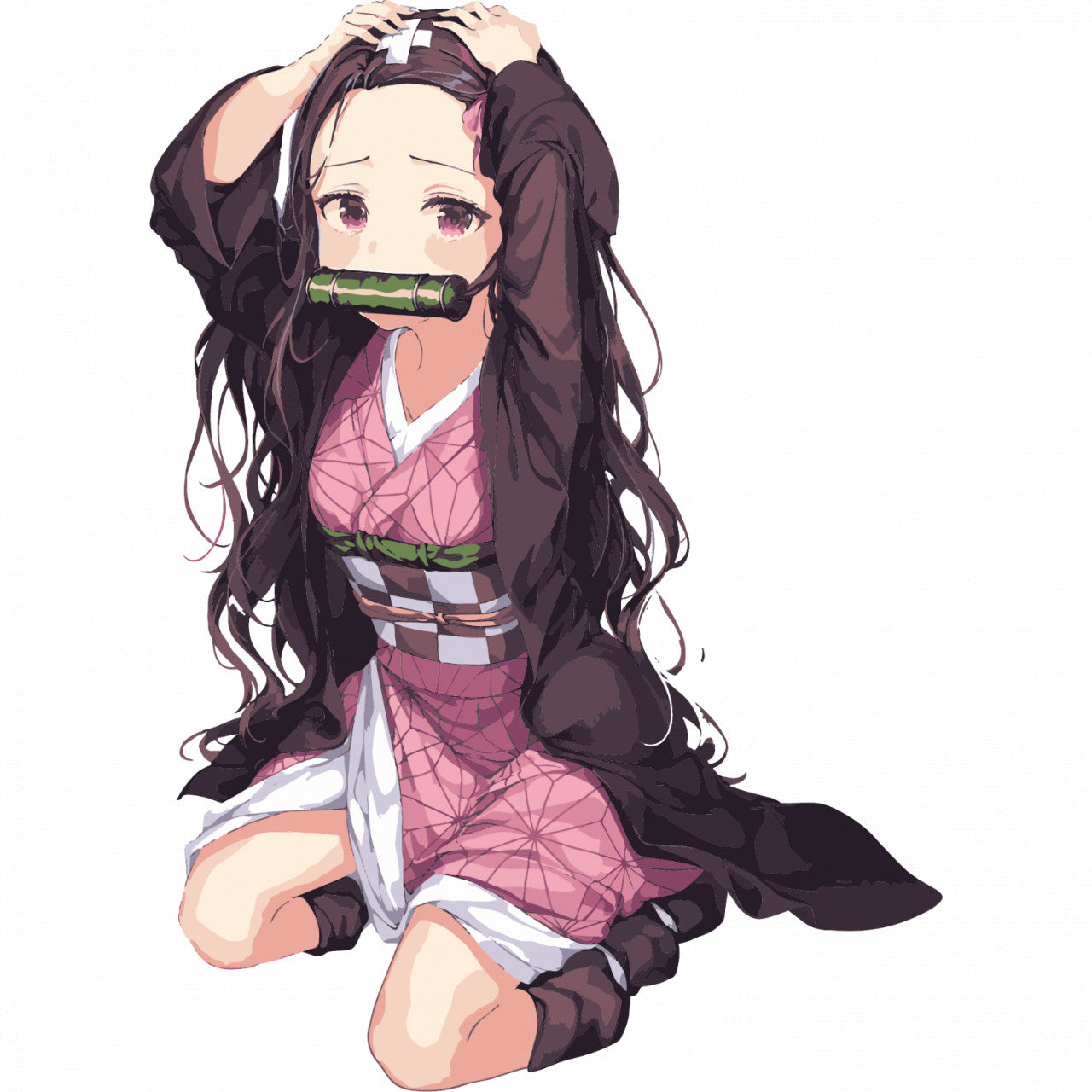 Set 4 bucati, Sticker decorativ, Nezuko Kamado Demon Slayer anime, Rezistent la apa, NO8246, 10 cm, Multicolor