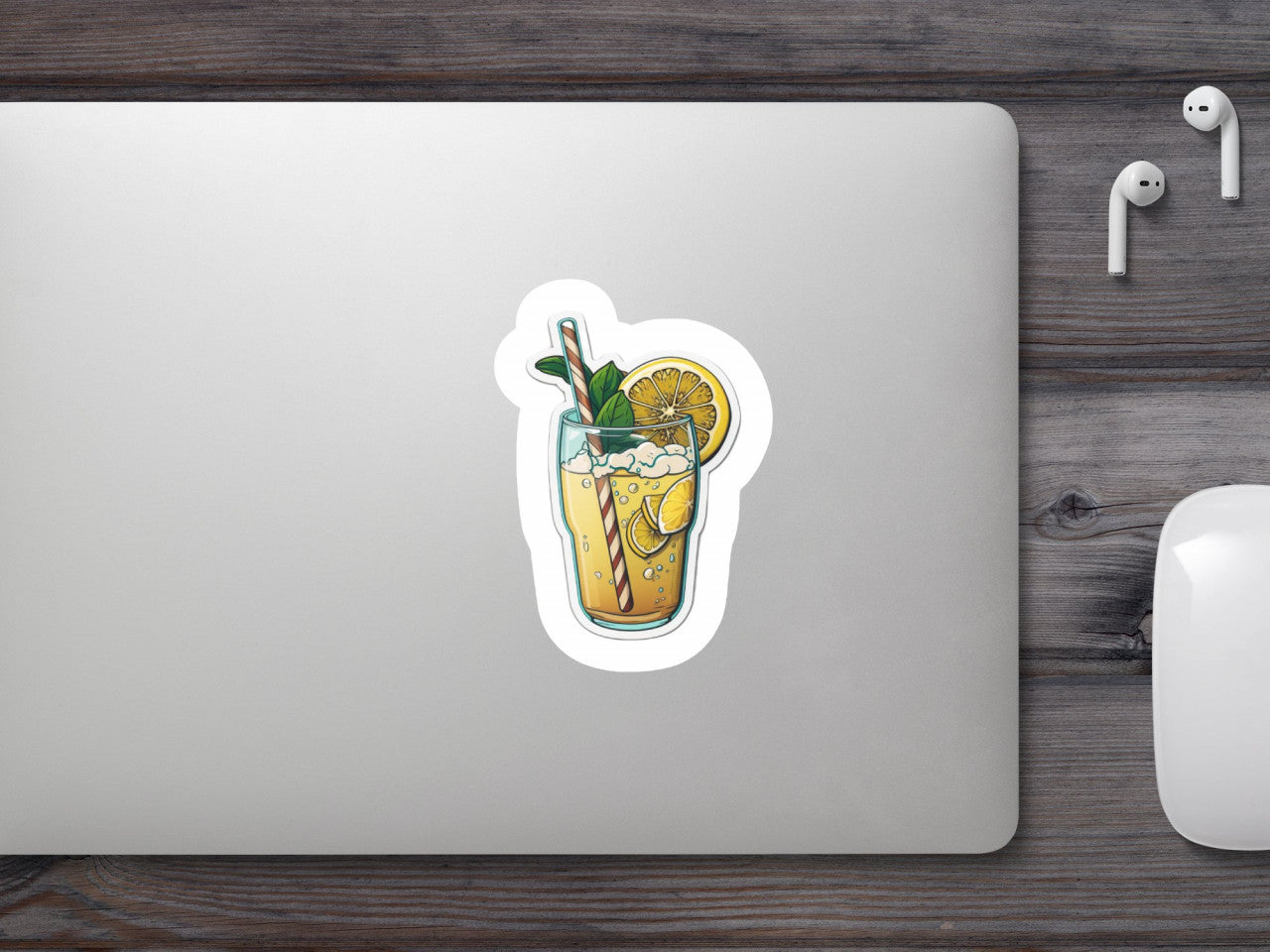 Set 4 bucati, Sticker decorativ, Pahar cu limonada cu menta, Rezistent la apa, NO10086, 10 cm, Multicolor