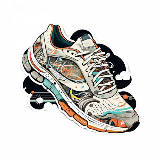 Set 4 bucati, Sticker decorativ, Pantof sport pentru alergare, Rezistent la apa, NO10105, 10 cm, Multicolor