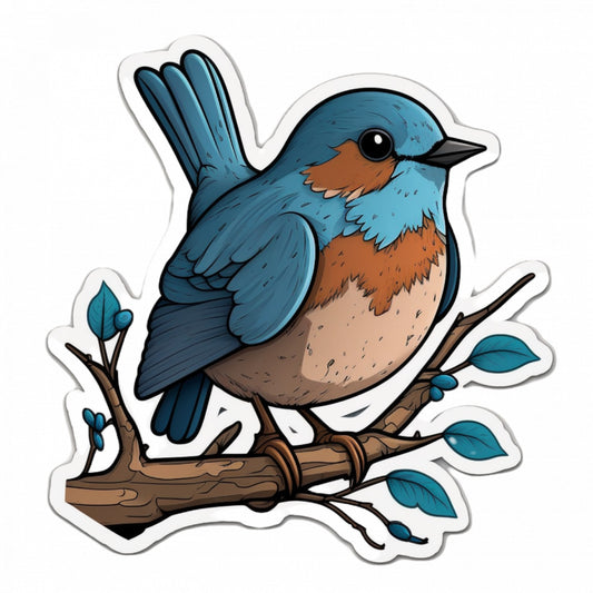 Set 4 bucati, Sticker decorativ, Pasare pe creanga, Rezistent la apa, NO10113, 10 cm, Multicolor