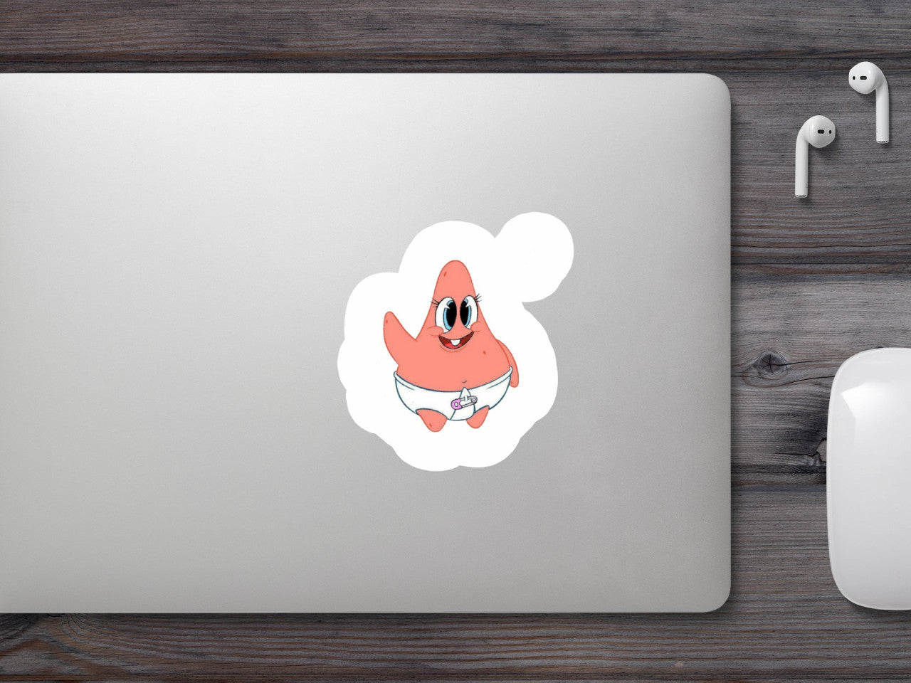 Set 4 bucati, Sticker decorativ, Patrick Star Bebelus Meme, Rezistent la apa, NO10114, 10 cm, Multicolor