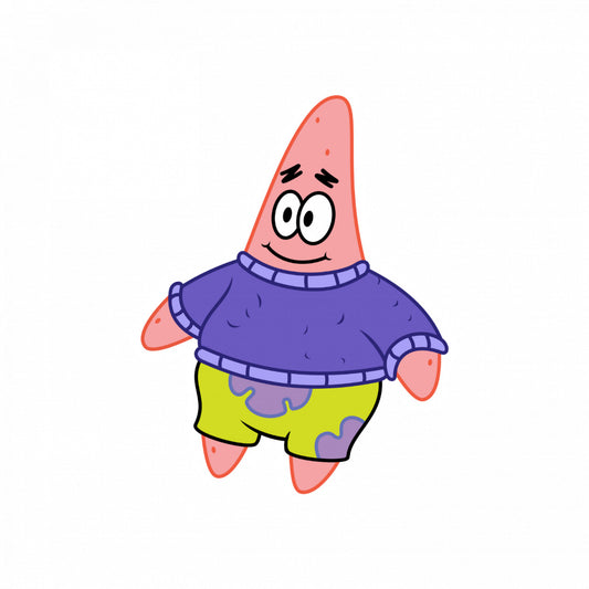 Set 4 bucati, Sticker decorativ, Patrick Star in pijamale Meme, Rezistent la apa, NO10120, 10 cm, Multicolor
