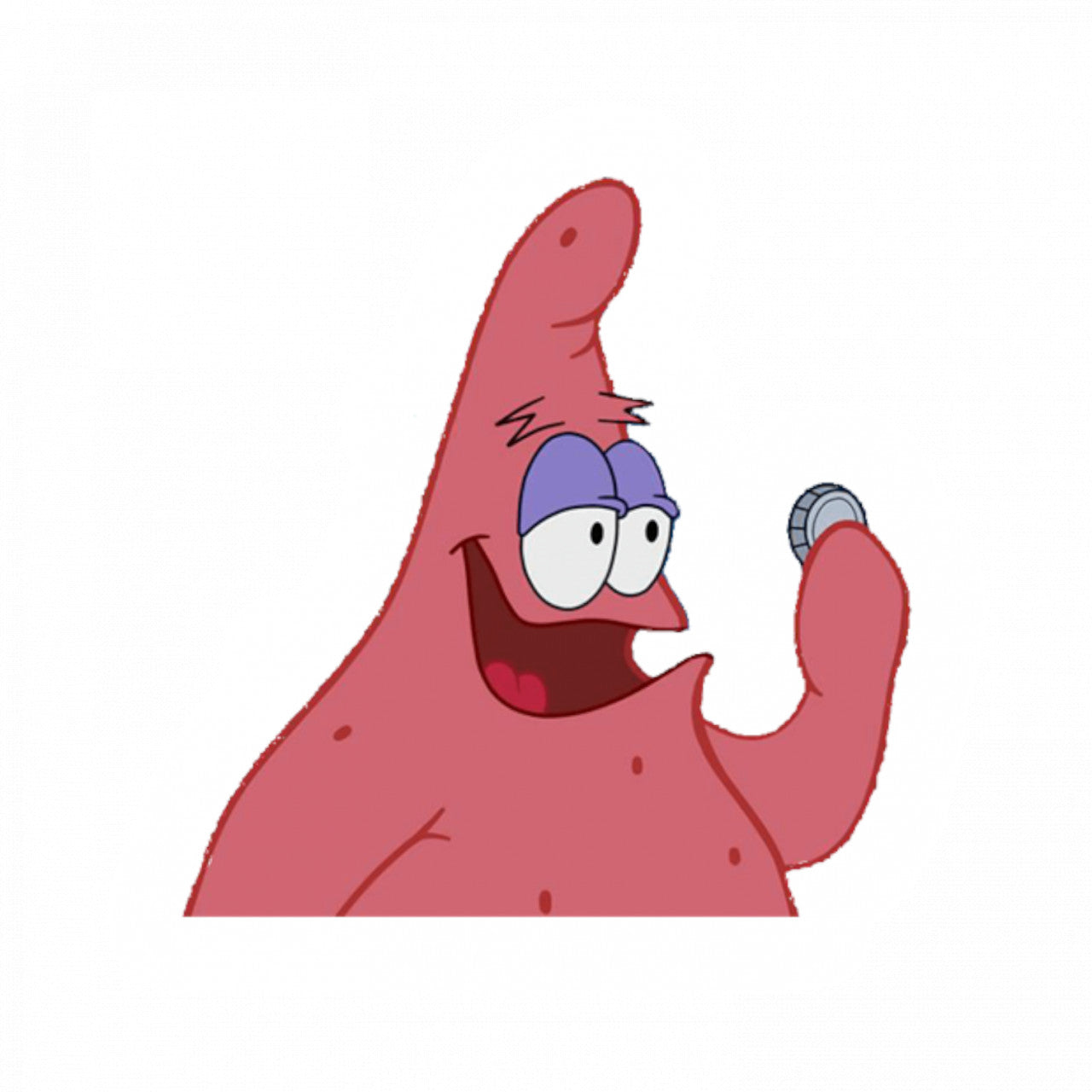 Set 4 bucati, Sticker decorativ, Patrick Star multumit Meme, Rezistent la apa, NO10121, 10 cm, Multicolor