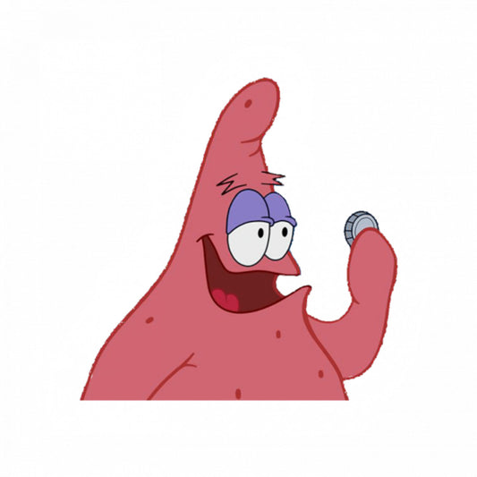 Set 4 bucati, Sticker decorativ, Patrick Star multumit Meme, Rezistent la apa, NO10121, 10 cm, Multicolor