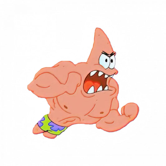 Set 4 bucati, Sticker decorativ, Patrick Star musculos Meme, Rezistent la apa, NO10122, 10 cm, Multicolor