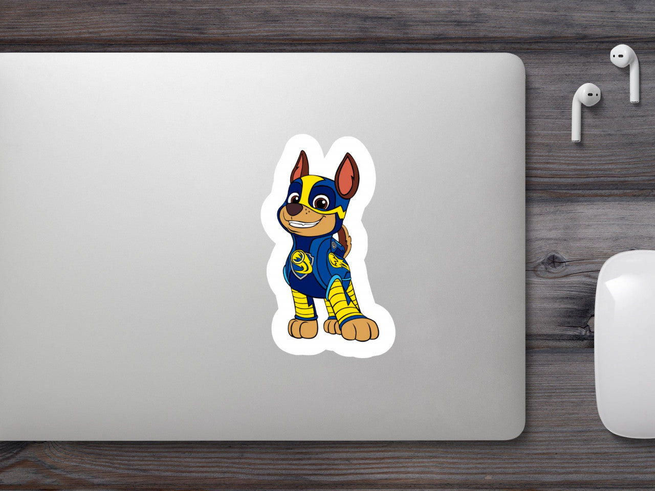 Set 4 bucati, Sticker decorativ, Paw Patrol Chase erou, Rezistent la apa, NO10126, 10 cm, Multicolor
