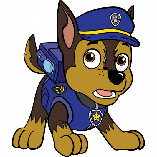 Set 4 bucati, Sticker decorativ, Paw Patrol Chase nervos, Rezistent la apa, NO10131, 10 cm, Multicolor