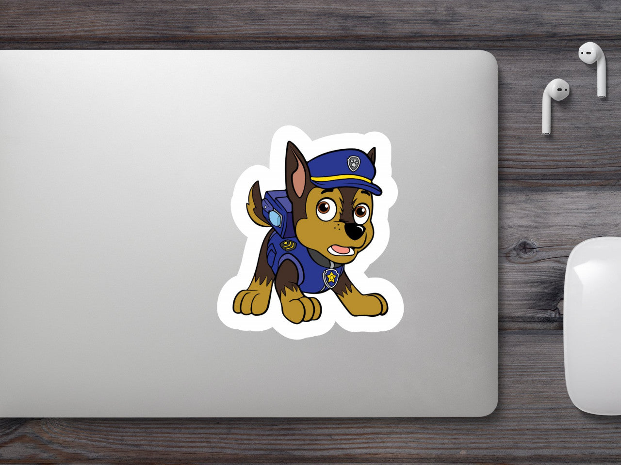Set 4 bucati, Sticker decorativ, Paw Patrol Chase nervos, Rezistent la apa, NO10131, 10 cm, Multicolor