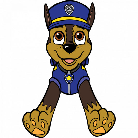 Set 4 bucati, Sticker decorativ, Paw Patrol Chase vesel, Rezistent la apa, NO10133, 10 cm, Multicolor