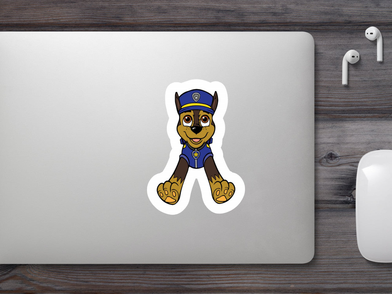 Set 4 bucati, Sticker decorativ, Paw Patrol Chase vesel, Rezistent la apa, NO10133, 10 cm, Multicolor