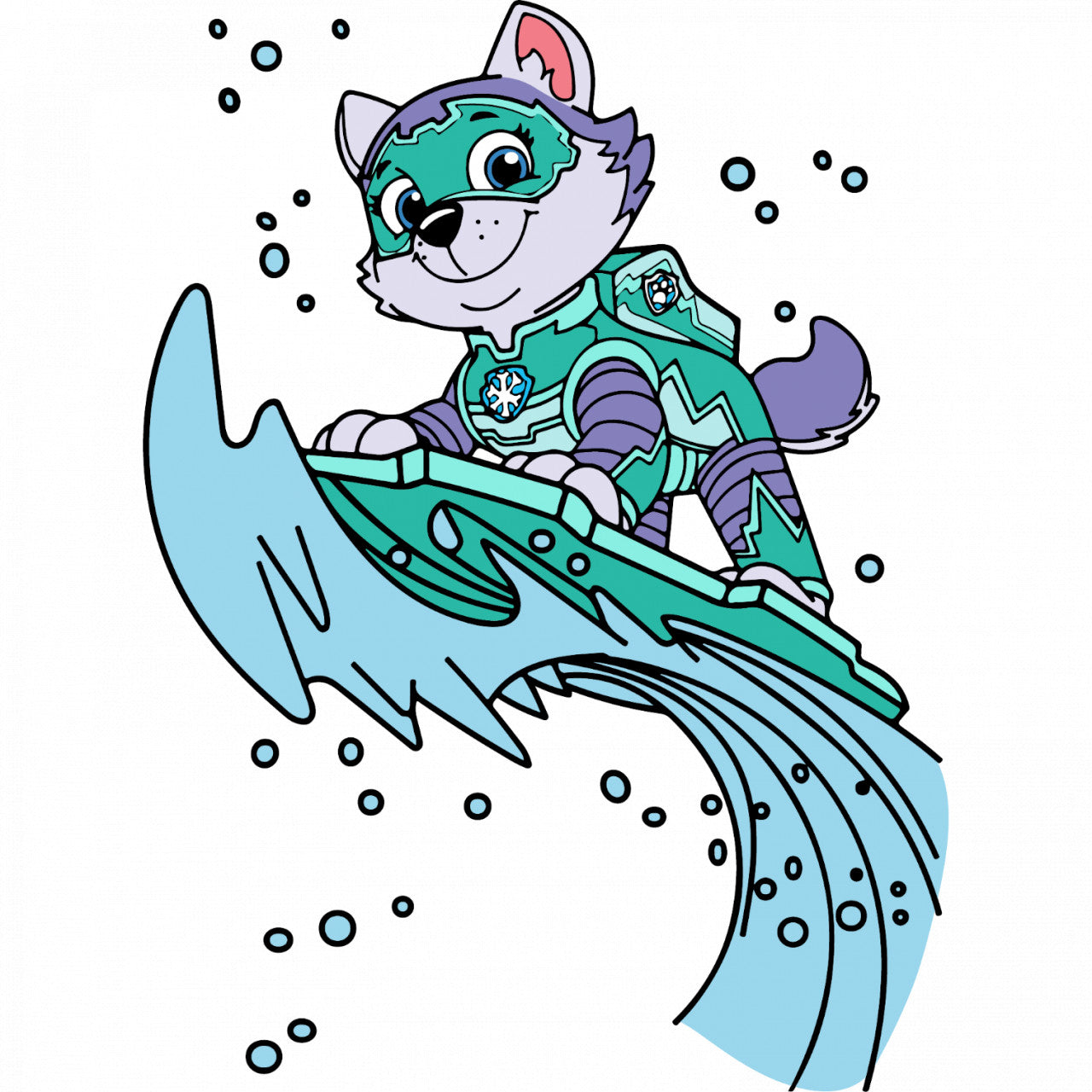 Set 4 bucati, Sticker decorativ, Paw Patrol Everest, Rezistent la apa, NO10134, 10 cm, Multicolor