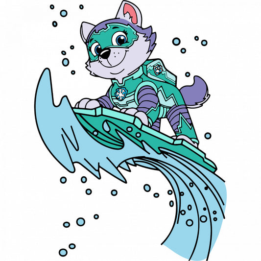 Set 4 bucati, Sticker decorativ, Paw Patrol Everest, Rezistent la apa, NO10134, 10 cm, Multicolor