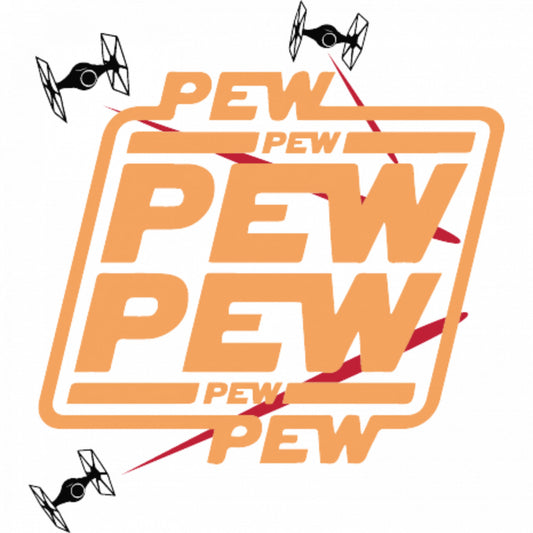 Set 4 bucati, Sticker decorativ, Pew Pew Star Wars, Rezistent la apa, NO10155, 10 cm, Multicolor