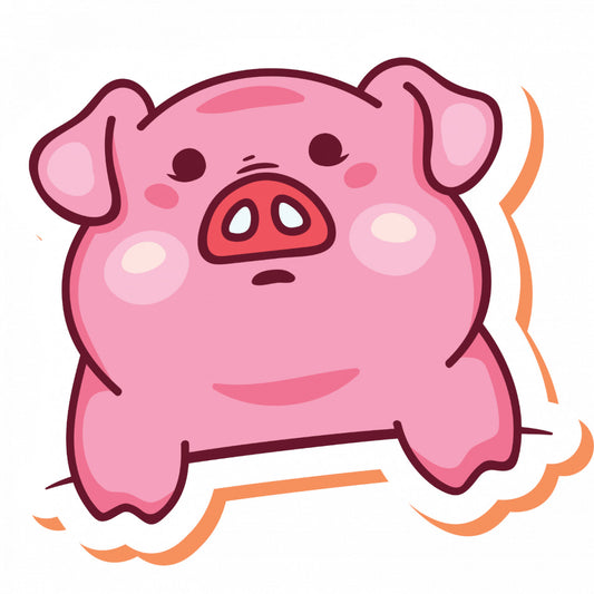 Set 4 bucati, Sticker decorativ, Pink pig, Rezistent la apa, NO10170, 10 cm, Multicolor