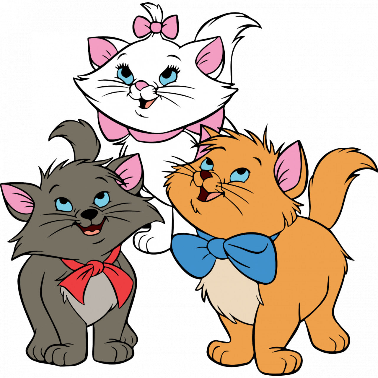 Set 4 bucati, Sticker decorativ, Pisicile aristocrate Marie, Berlioz si Toulouse, Rezistent la apa, NO10264, 10 cm, Multicolor